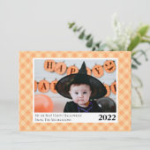 En vichy Jolis Orange Plaid Carte photo Halloween (Debout devant)