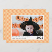 En vichy Jolis Orange Plaid Carte photo Halloween (Devant / Derrière)