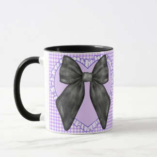 en vichy Lavender Mug Coeur Vintage Coquette Bow