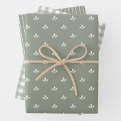 En vichy Motif feuille et rayures vert croustillan (En situation)