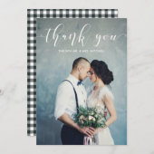 En vichy noir | Merci mariage avec photo (Devant / Derrière)