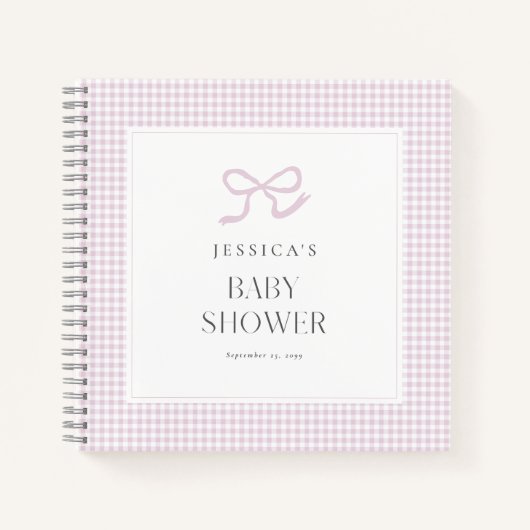 en vichy Pink Bow Baby Girl Baby shower livre d'in (Devant)