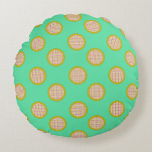 en vichy points, Coussin vert rond
