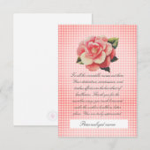 En vichy rose Carte de remerciements plat (Devant / Derrière)