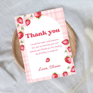 En vichy rose fraise Carte de remerciements d'anni