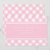 en vichy rose | Invitation Baby shower fille (Devant / Derrière)