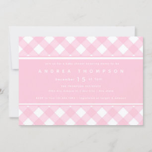 en vichy rose Invitation Baby shower fille