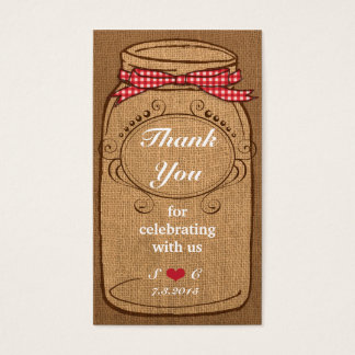 En vichy rouge & Burlap Mason Jar Favoriser les ét