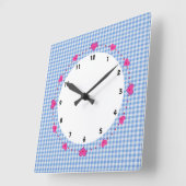 en vichy vérifier bleu et blanc avec horloge de co (Angle)