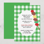 En vichy verte - invitations à la fête du barbecue (Devant / Derrière)