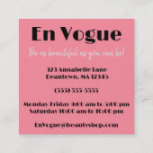 En Vogue Hair Salon Personaliseren Vierkante Visitekaartje (Achterkant)
