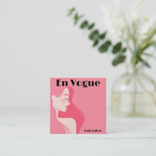 En Vogue Hair Salon Personaliseren Vierkante Visitekaartje (Staand voorkant)