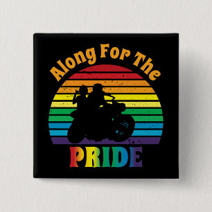 En voor de Pride 70's Motorcycle Rainbow Sunset Vierkante Button 5,1 Cm