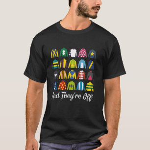 En ze gaan Paarden Derby Dag Racing Grappige Zijde T-shirt