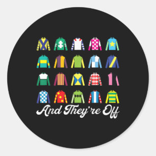 En ze hebben paardenrennen Derby Day Funny Silks Ronde Sticker