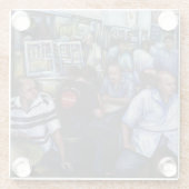 En... ze trouwde met de postbode glazen onderzetter (Achterkant)