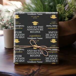 En zo begint het avontuur - het moderne Afstuderen Cadeaupapier