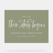 En zo begint hun verhaal Script Trouw Welkom Acryl Bord (Voorkant)