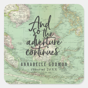 En zo gaat het avontuur door vierkante sticker