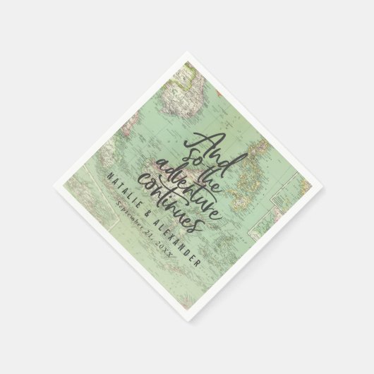 En zo gaat het avontuur verder met het huwelijksfe servet (Hoek)