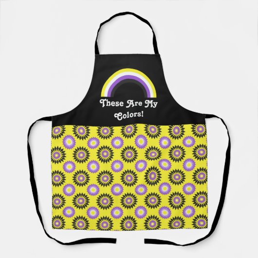 Enby pride flag and rainbow with text / yellow schort (Voorkant)