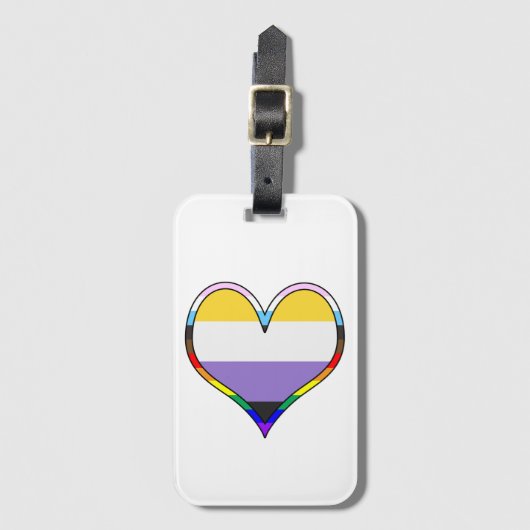 Enby Pride Heart Bagagelabel (Voorkant (verticaal))