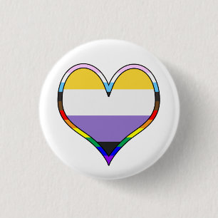 Enby Pride Heart Ronde Button 3,2 Cm