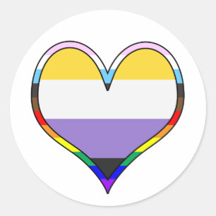 Enby Pride Heart Ronde Sticker