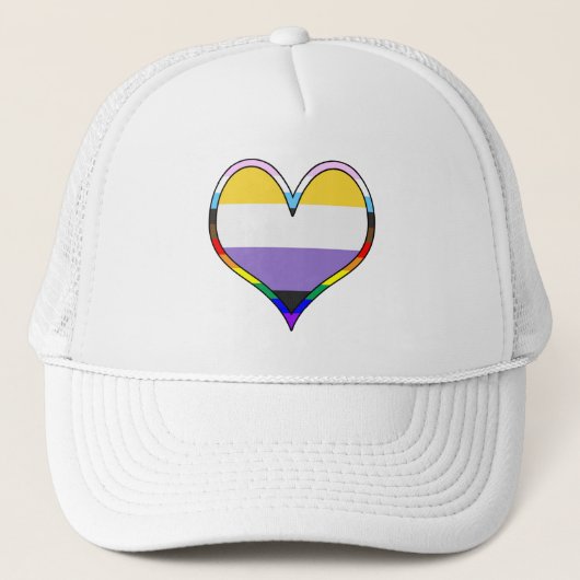 Enby Pride Heart Trucker Hat Pet (Voorkant)