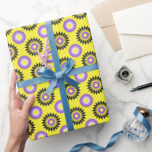 Enby-pride kleuren / gele bloempatroononmiddellijk cadeaupapier