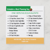 Encadrement des Cartes de visite nutritionnels (Dos)