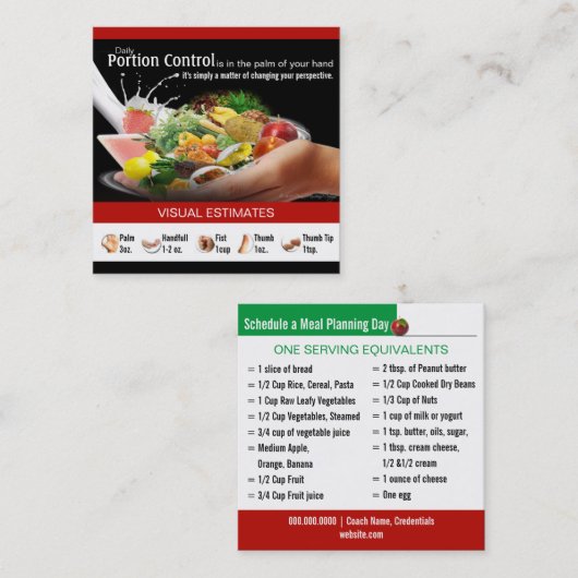 Encadrement des Cartes de visite nutritionnels (Devant / Derrière)