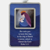 Vierge et Enfant - Luc 2:11 Ornement encadré