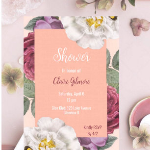 Encadrement Floral de Pêche Invitation