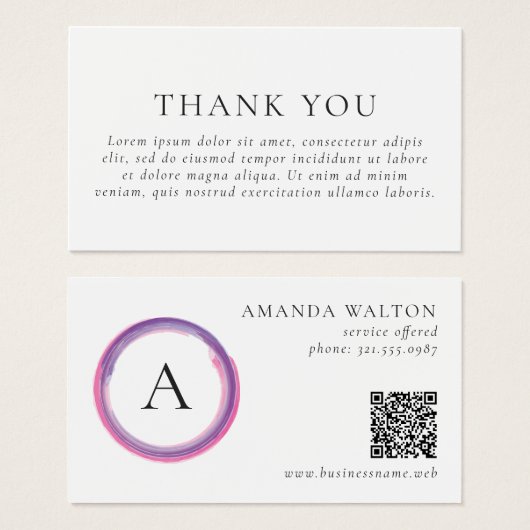 Encart de paquet de code QR à monogramme rose et v (Devant & derrière)