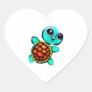 Encaustische schilderschildpad hart sticker