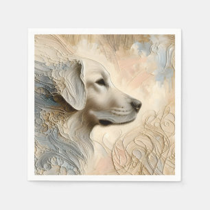 Encaustische verf portret van een Golden Retriever Servet