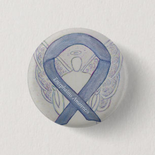 Encefalitis Silver Awareness Ribbon Angel Pins Ronde Button 3,2 Cm