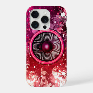 Enceinte musicale rose et éclaboussures de peintur