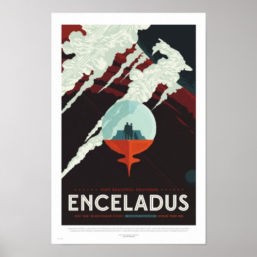 Encelade - Retro NASA Travel Poster (Devant)