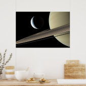 Enceladus en Saturn Poster (Keuken)