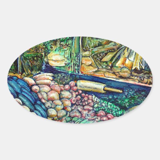 Enceladus Ovale Sticker (Voorkant)