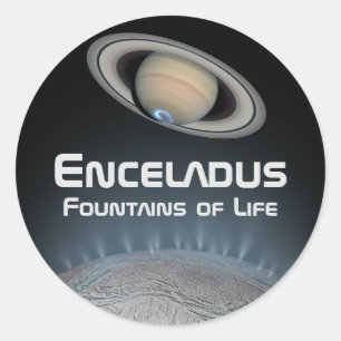 Enceladus Saturn Moon Fountains of Life Square Sti Ronde Sticker