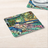 Enceladus Vierkante Kartonnen Onderzetter (Schuin)