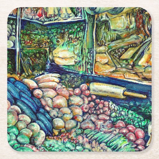 Enceladus Vierkante Kartonnen Onderzetter (Voorkant)