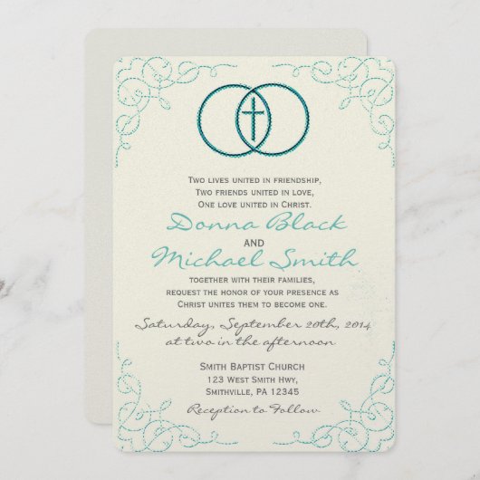 Encerclées Invitations de mariage inter-religieux (Devant / Derrière)