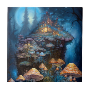 Enchanische paddenstoelen Castle Fantasy Art Tegeltje