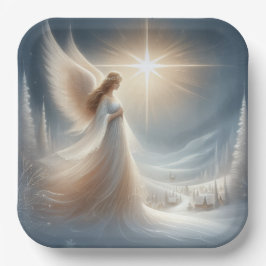 Enchanted Angel Christmas Party Plates Papieren Bordje