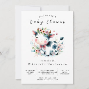 Enchanted Animal Classic Koe Baby shower Kaart