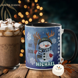 Enchanted Antlered Snowman Hot Cocoa Mok